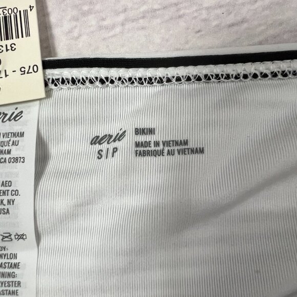 NEW Aerie Classic Bikini Bottom Size S Black White Stripe Swim Brief Suit NWT - Picture 6 of 6